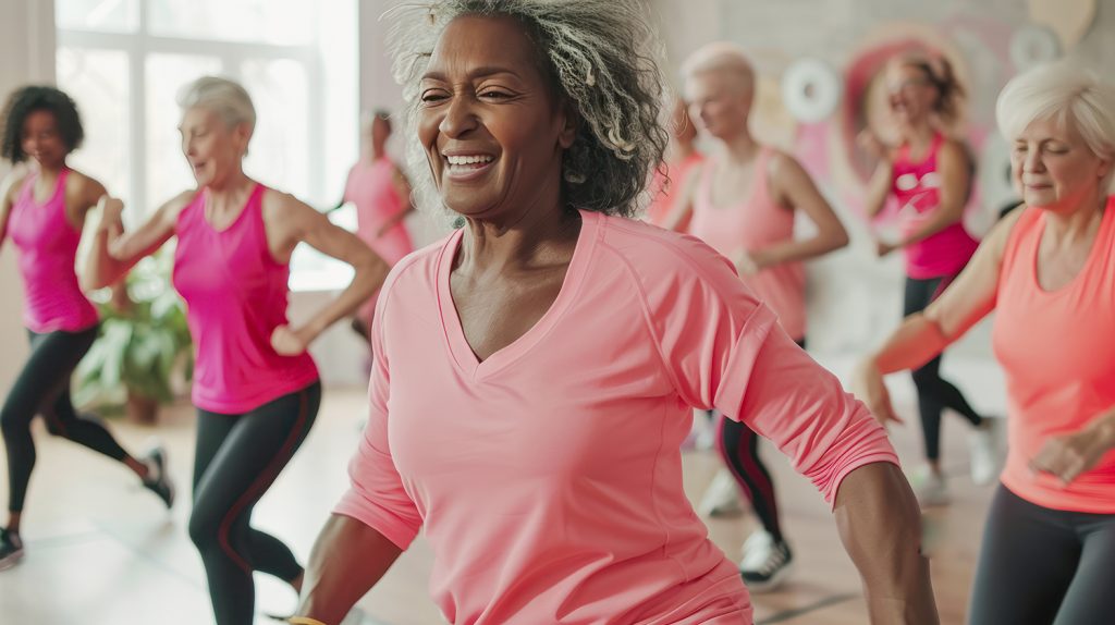 older adults doing an exercise class